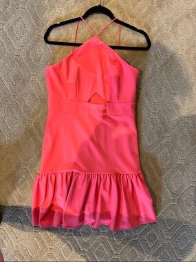 Aidan Mattox Coral Halter Mini Dress